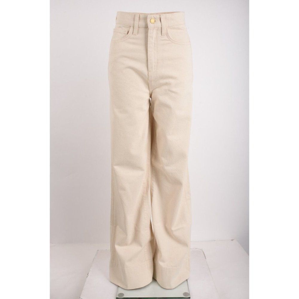Triarchy Womens Ms Triarchy Jeans Sz 24 Wide Leg Off White Ivory High Rise New